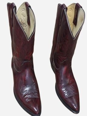 VTG ACME Men's Western Boots - Deep Burgundy Leather Sz 9 D Made In USA